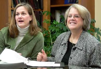Molly Irwin (left), director of the Child Policy Initiative, and Jill Korbin, director of the Schubert Center for Child Studies. Photo: Vera Tobin