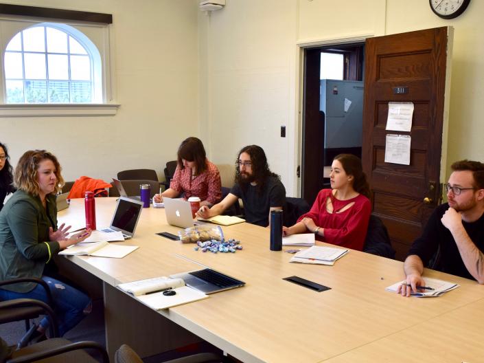 Graduate students in class