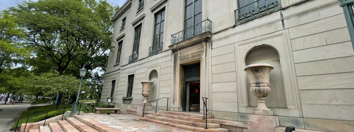 The Euclid entrance to the Allen Memorial Medical Library