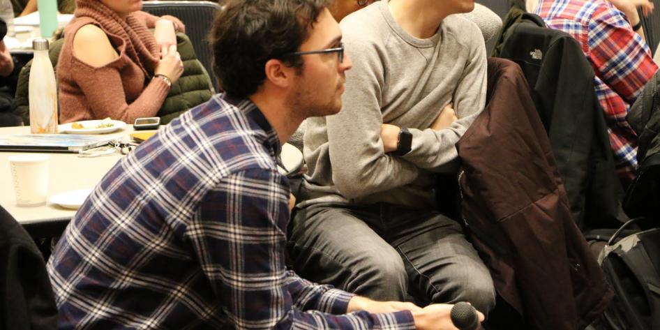 GELS members Halle Rose and Jack Zhao moderate a professional panel on the ethics of "Fake News in the Post-Truth Era" where members of the community were able to engage with the speakers.