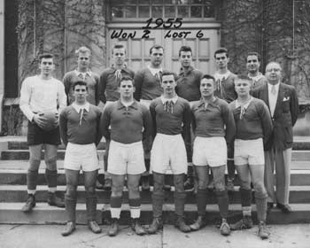 Douglas C. R. Baker with the 1955/56 WRU soccer team.