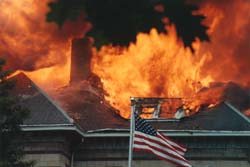 Adelbert Main burning