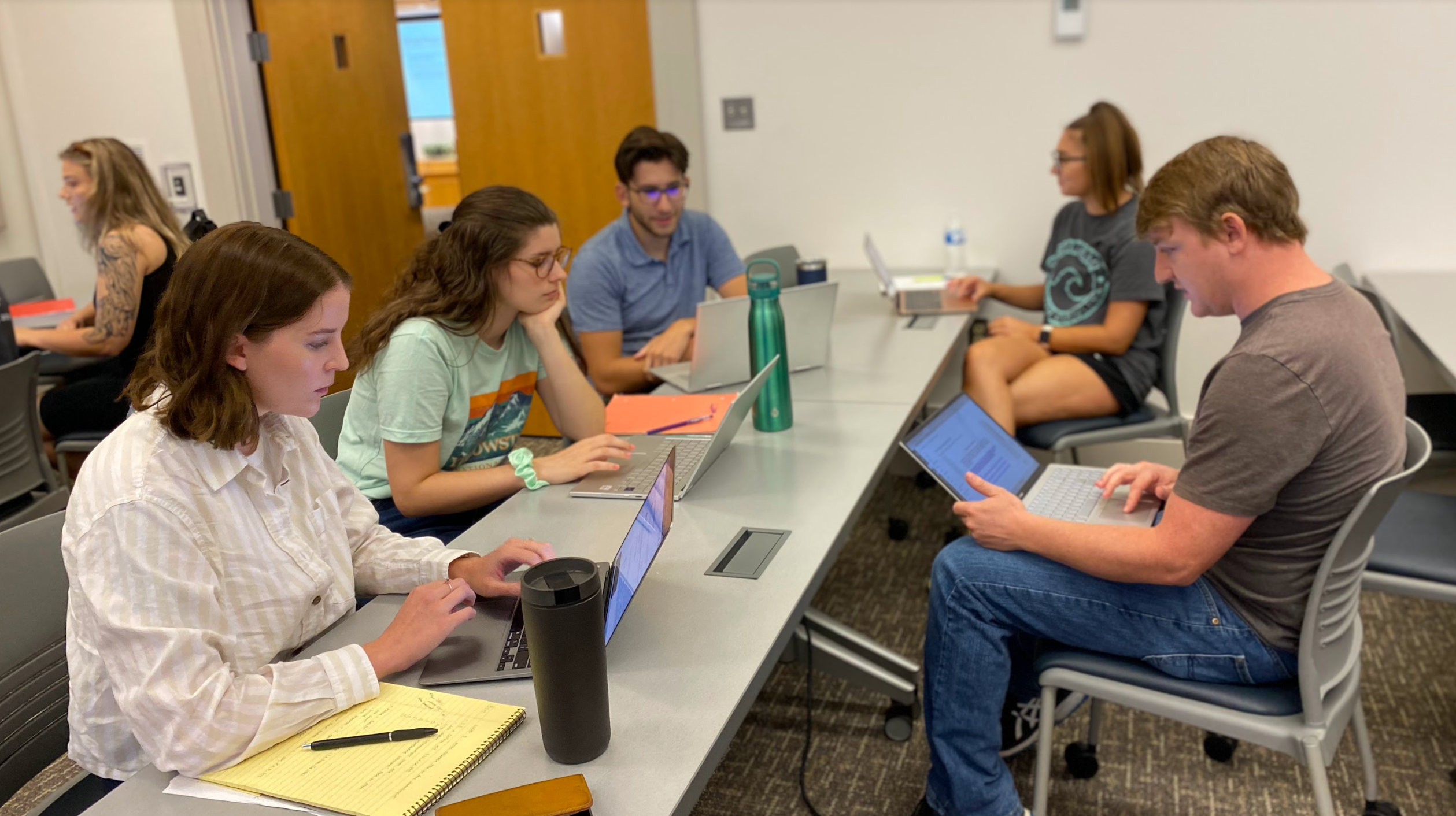 Students working in small groups