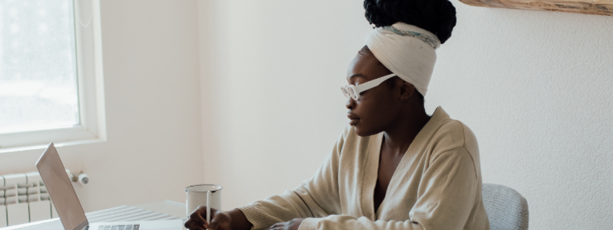 Student studying at home