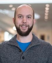 Ben Gorham in the library atrium