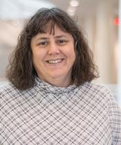 Colleen Fedewa in the library atrium