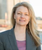 Elizabeth Meinke in a sunny, urban landscape