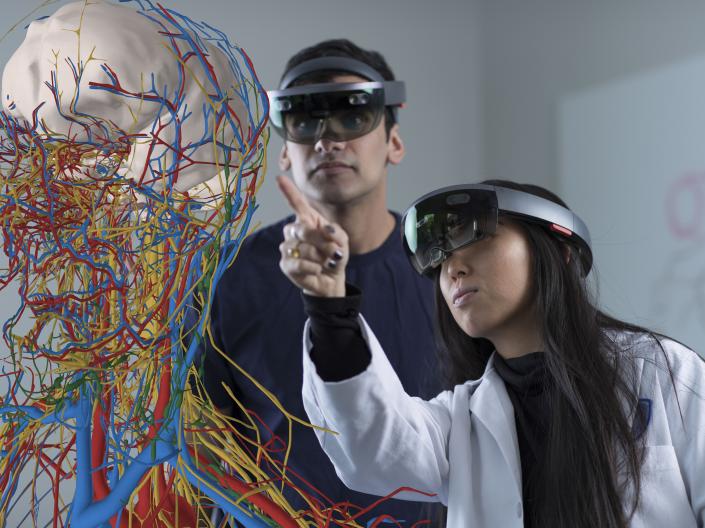 Students using HoloLens