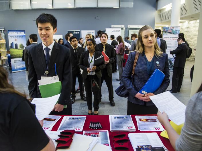Students at a career fair