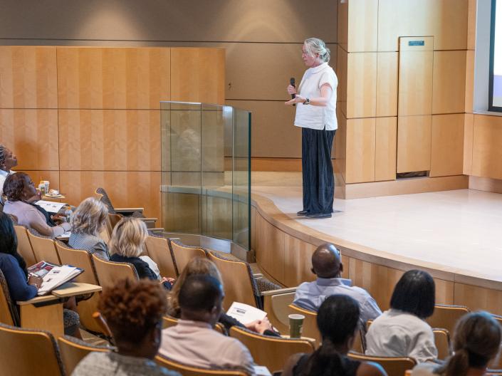 Sue talking to ATLAS audience