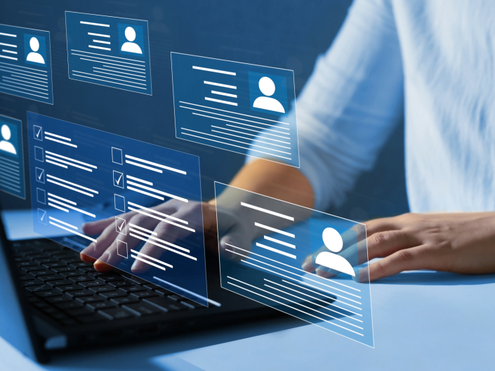 Man typing in data to registry