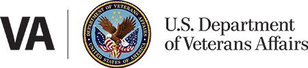 Image of logo for VA Medical Center, an uppercase VA in black, followed by a black vertical line, then a seal with a black and gold trim within which says Department of Veterans Affairs United States of America, with an eagle carrying two flags below five stars.  The logo is followed by the text U.S. Department of Veterans Affairs