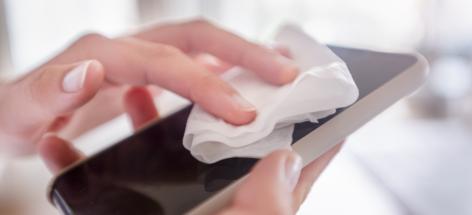 Hand cleaning cell phone