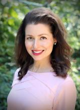 Julia Rose Golden in pink shirt