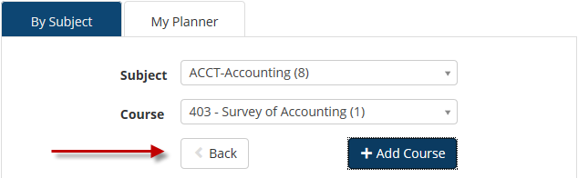 Screenshot of schedule planner after selecting the courses.