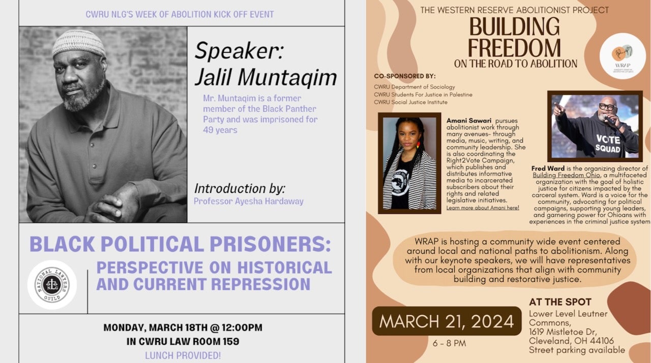Flier of NLG Event from March 2024 next to Flier of WRAP event from March 2024