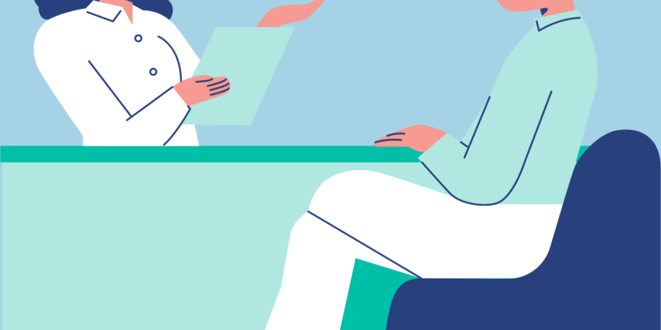 Patient and doctor talking