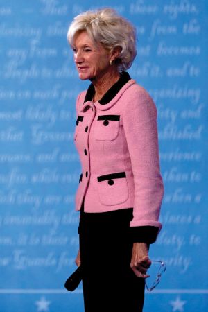 Photo of Barbara R. Snyder on stage welcoming an audience.