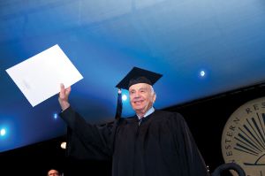 Morton Mandel holding his bachelor's