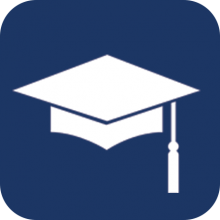 Graduation Cap icon on a blue background