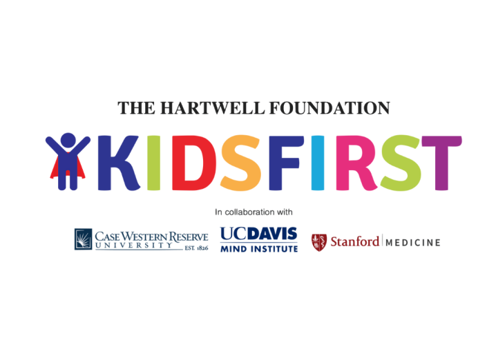 KidsFirst Logo with The Hartwell Foundation, Case Western Reserve University, UC Davis, and Stanford University