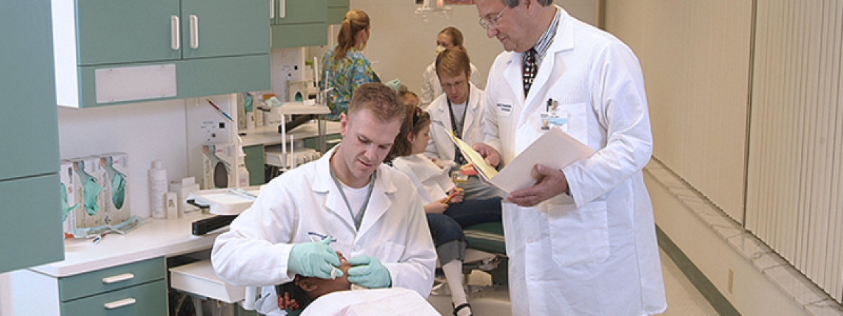 Student being supervised in the dental clinic