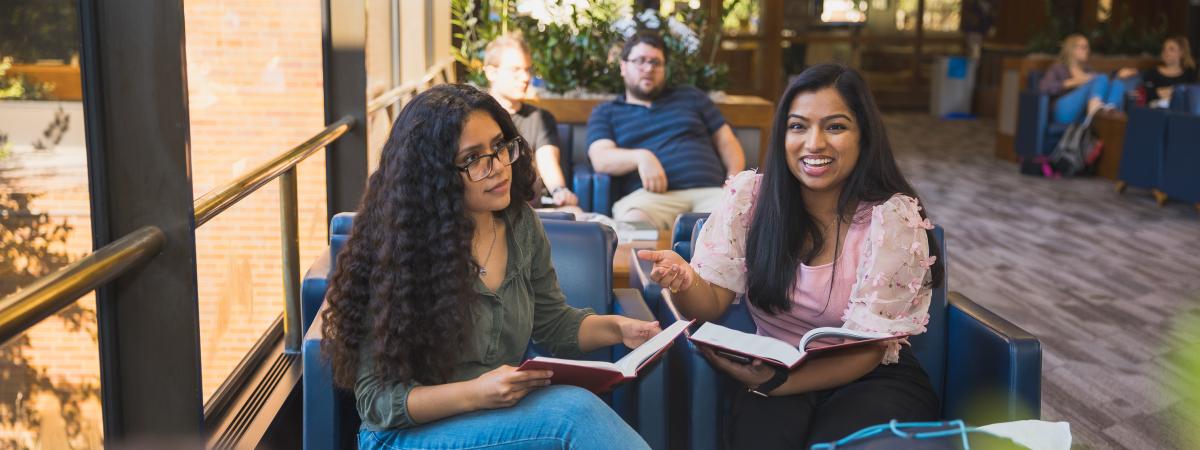 Students studying in the law school