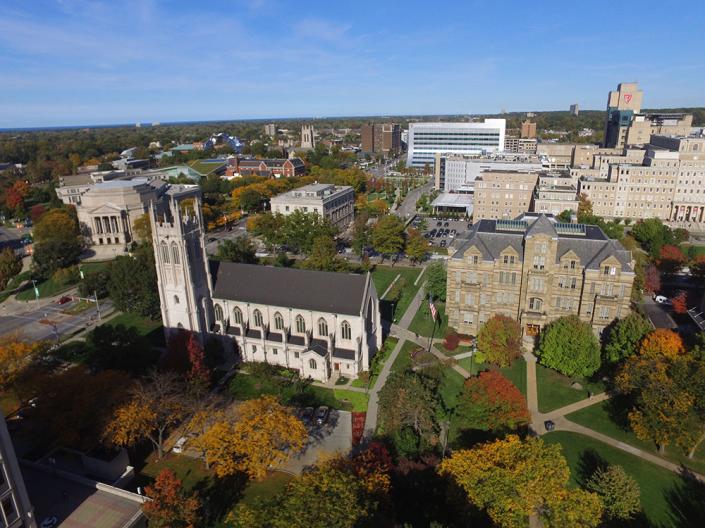 Aerial view of CWRU campus