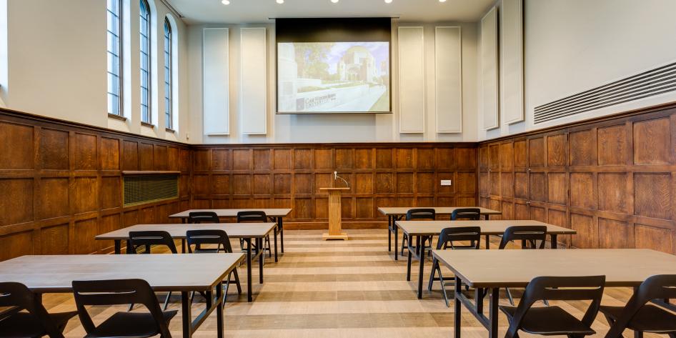 Kalberer with classroom setup