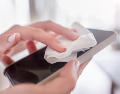 Hand cleaning cell phone