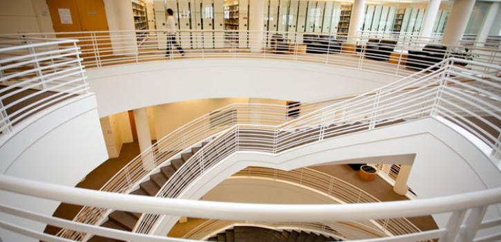 Detail of white spiral stairs